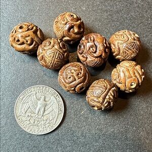 Vintage Hand Carved Wooden Beads Bundle